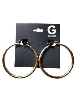 Hoop Earrings Gold tone  G By Guess minimalist career office womens jewelry